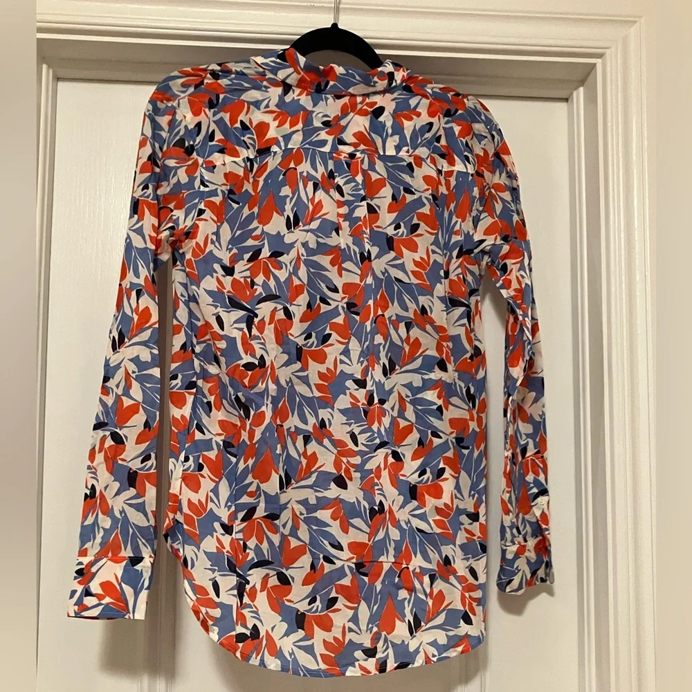 NWT Lauren Ralph Lauren Women’s Small Button Down Floral Shirt Blouse Red Blue - Picture 5 of 10